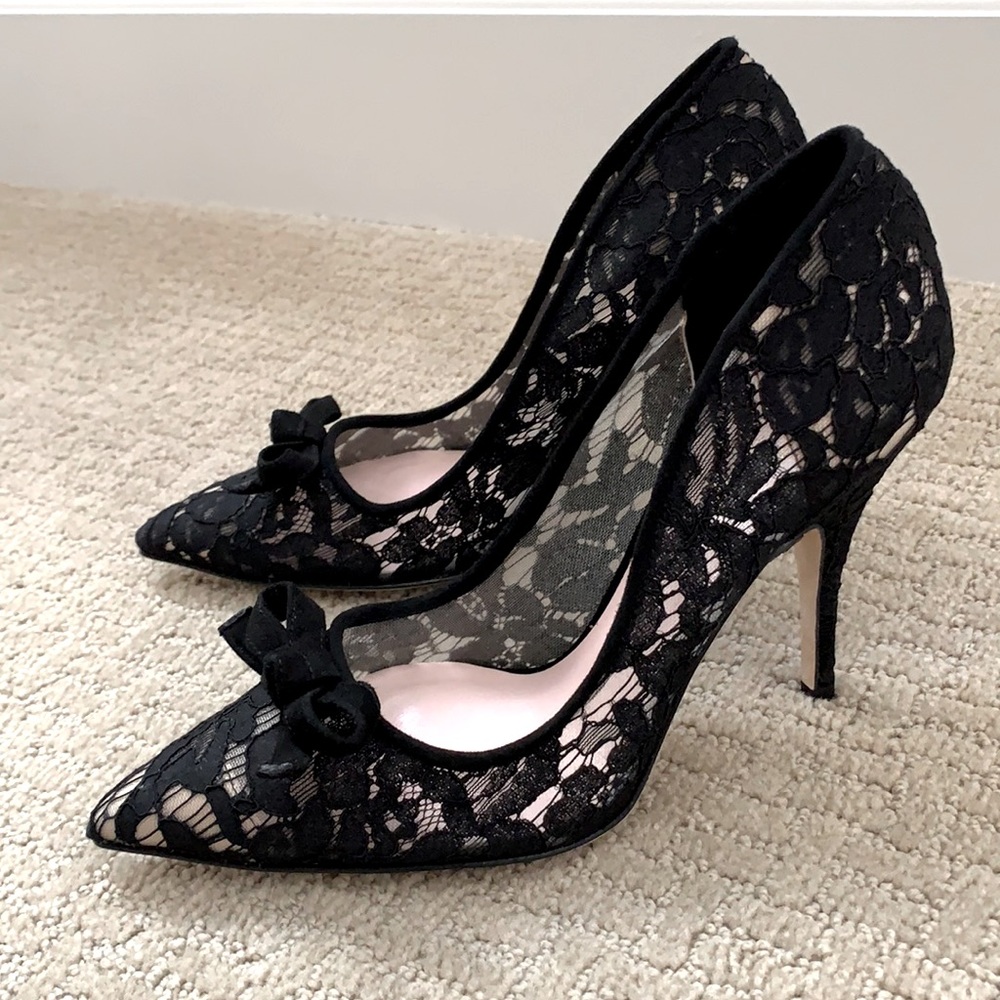NWOT Kate Spade Lisa Too Black Lace Heels, Black Color, Size 7